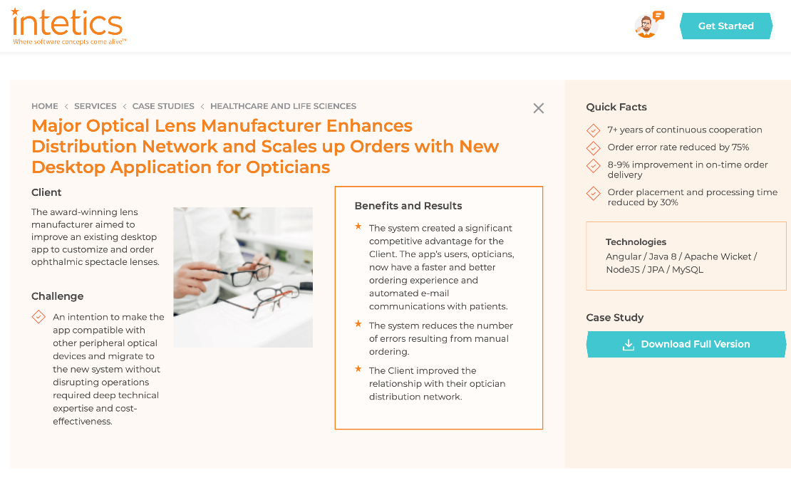 Major Optical Lens Manufacturer Enhances Distribution Network and Scales up Orders with New Desktop Application for Opticians