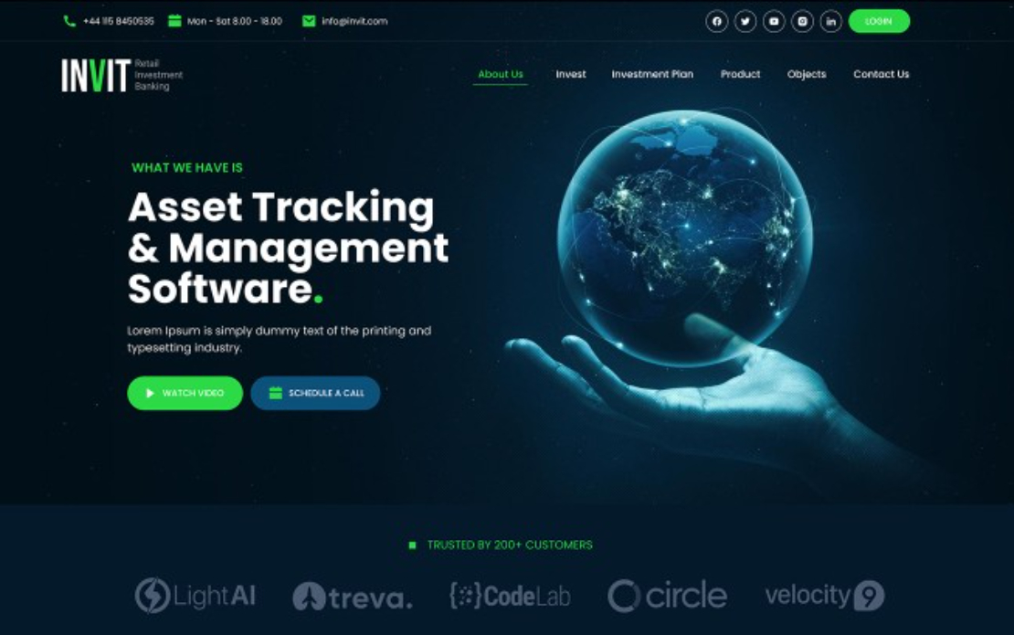web application interface for an Asset Tracking & Management platform