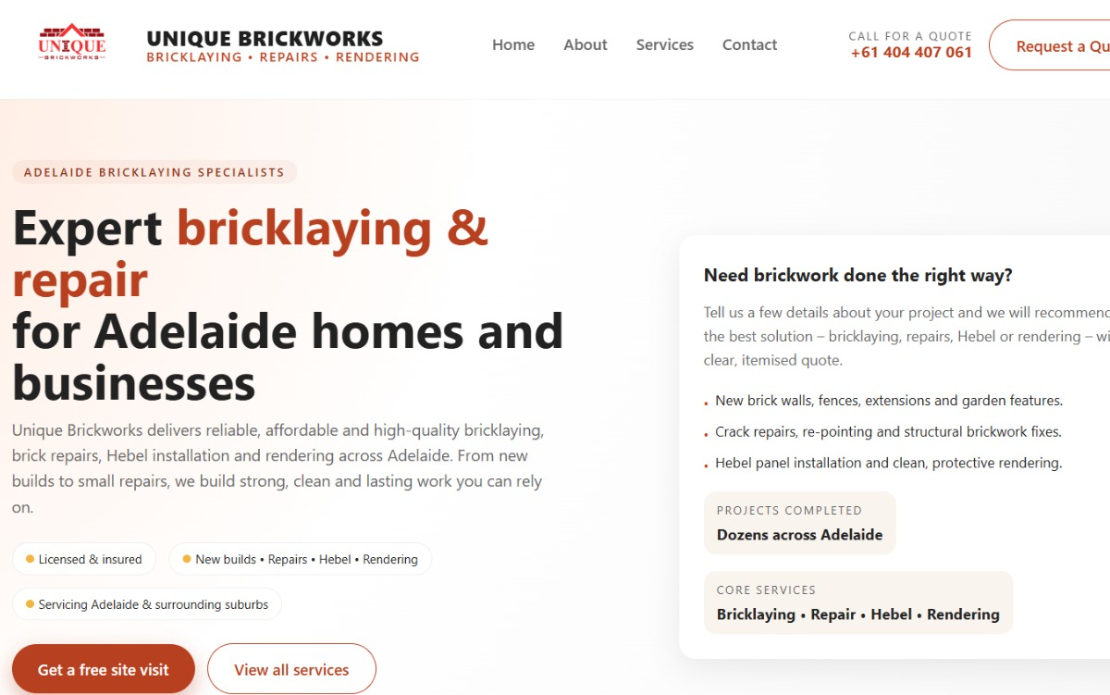 Unique Brickworks Masonry Services Website Development - Gofillip case ...