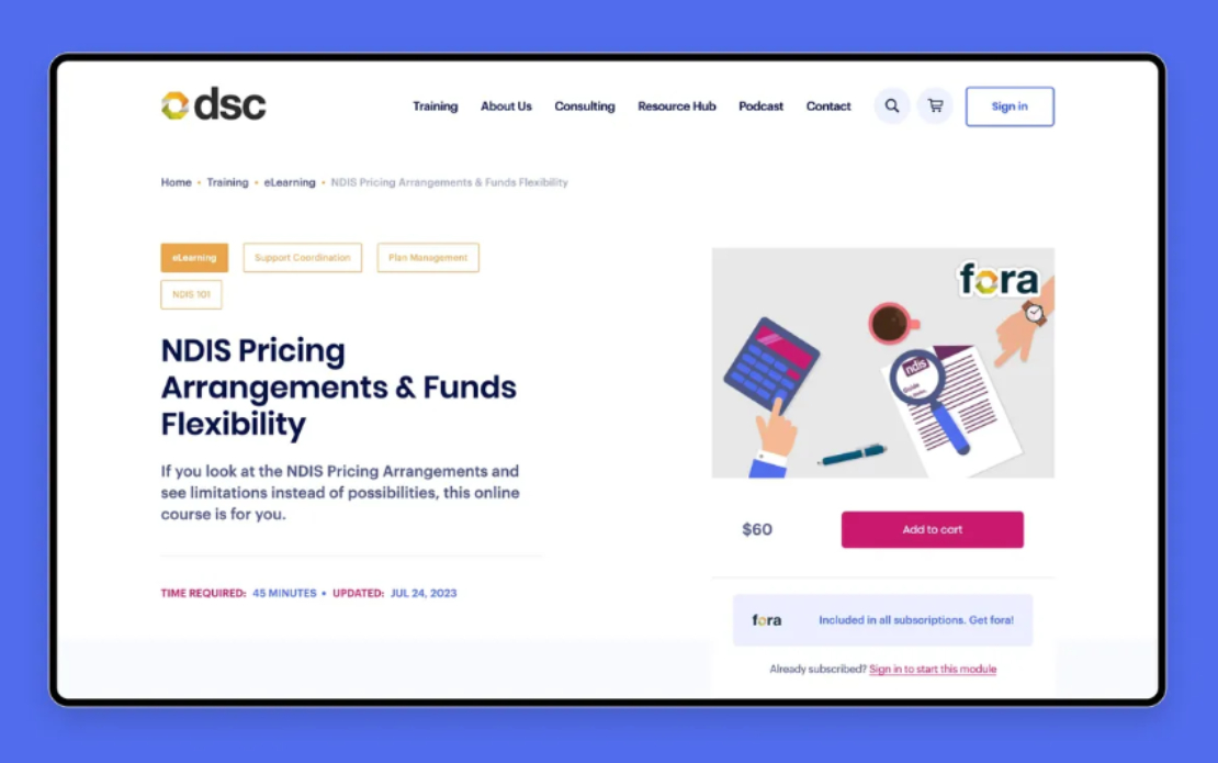 Ecommerce website development for the Australia's leading training & consulting NDIS group
