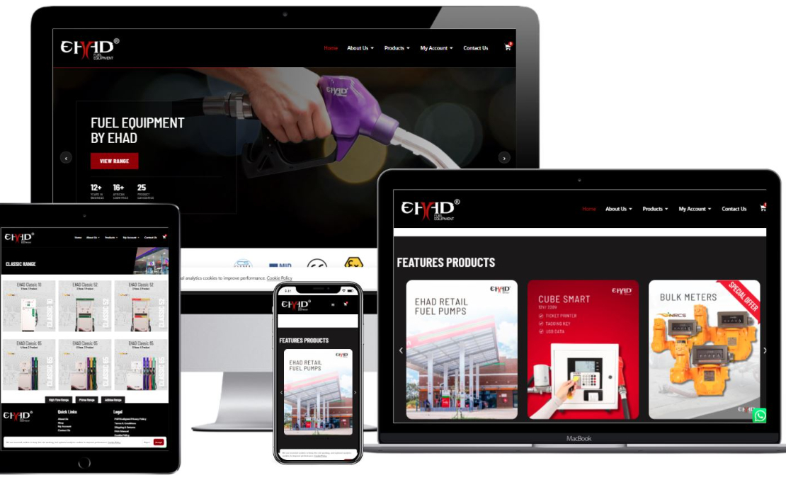 EHAD Fuel Equipment — Headless WordPress Ecommerce Rebuild by New perspective Design