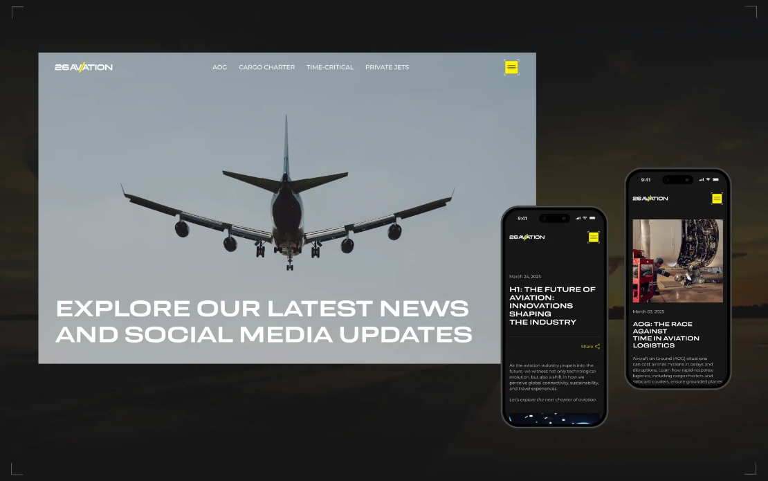 Development Website and Branding for 26Aviation