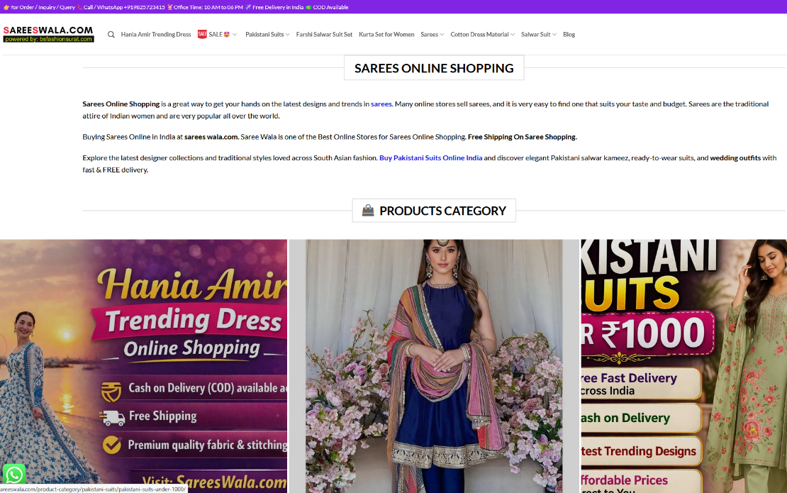 SareesWala – Ecommerce Website Development & SEO Optimization