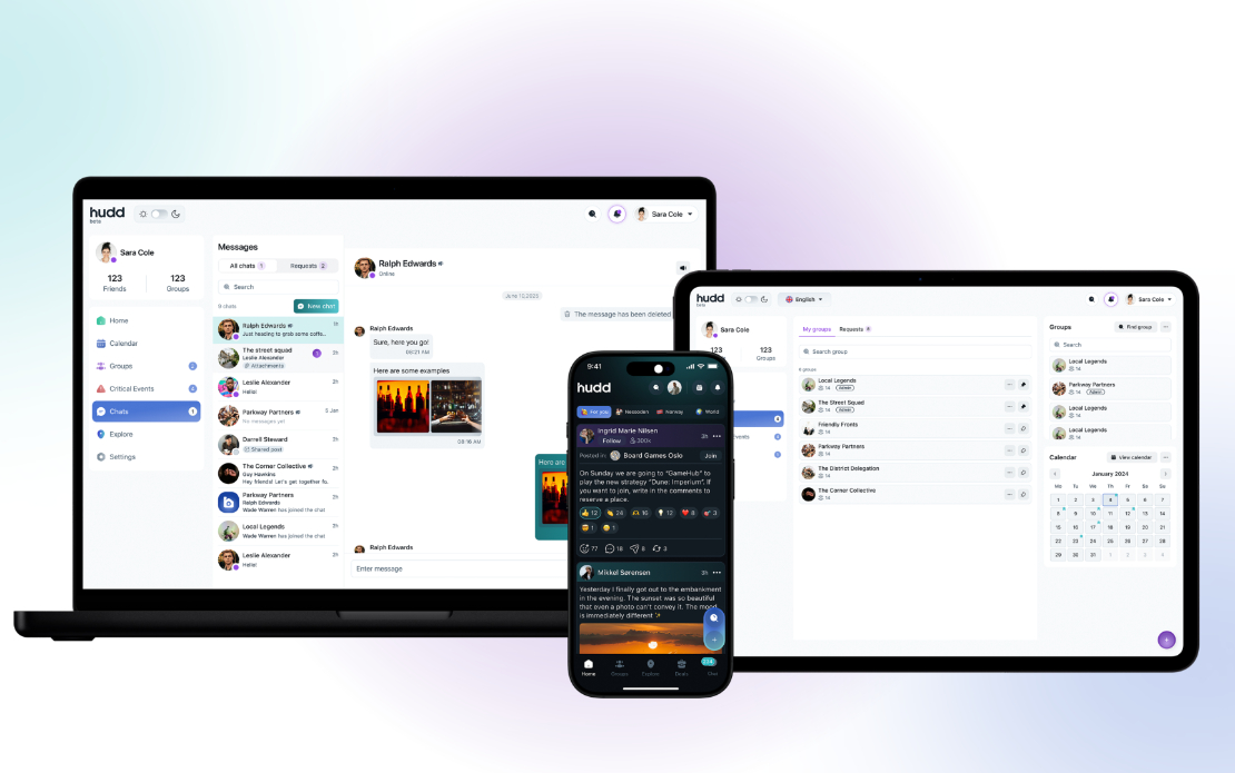 HUDD – Hyperlocal Social App (Web & Mobile)