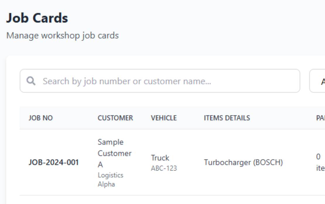 Garage Workshop Management Software