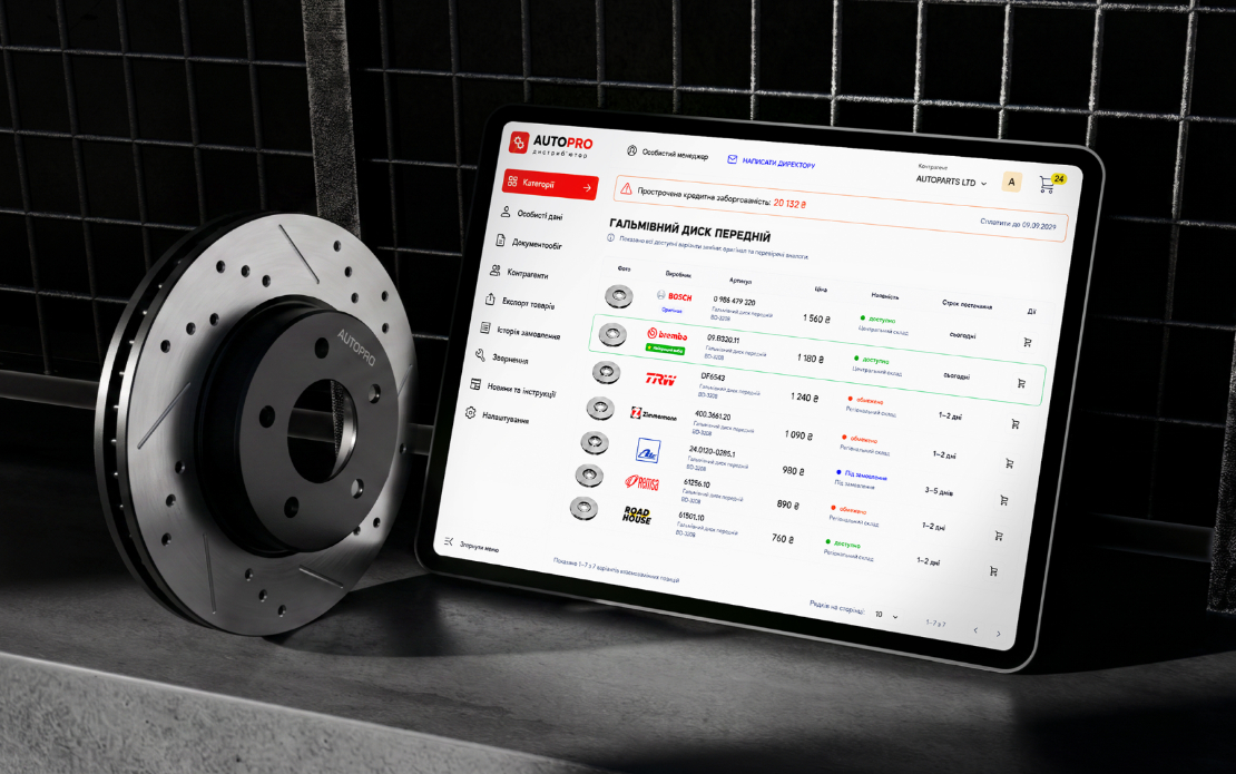 AUTOPRO: B2B Dealer Cabinet for an Auto Parts Distributor