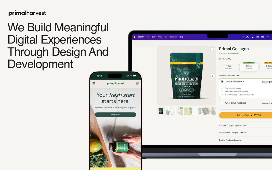 Shopify Store Development for Primal Harvest Supplements