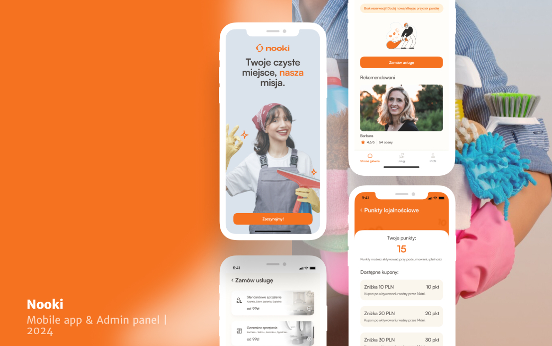 Mobile app for booking cleaning services with auto