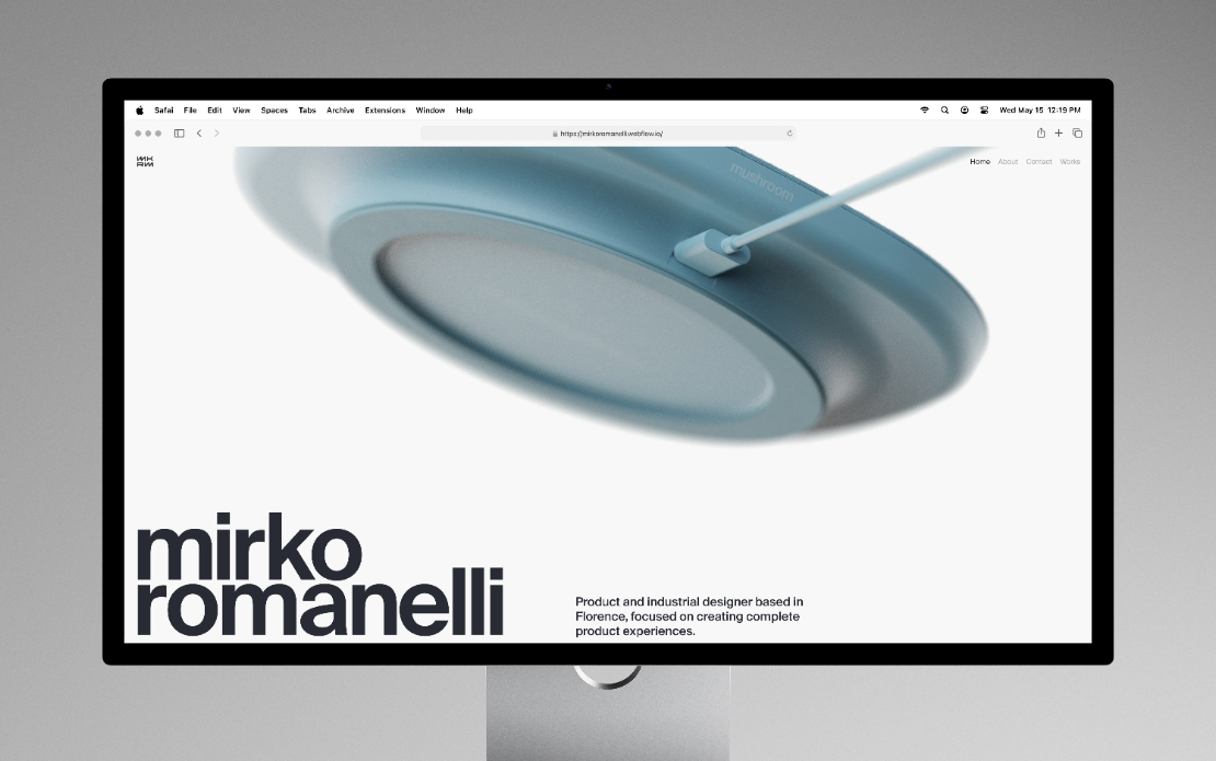 Website for product and industrial designer who creates complete experiences