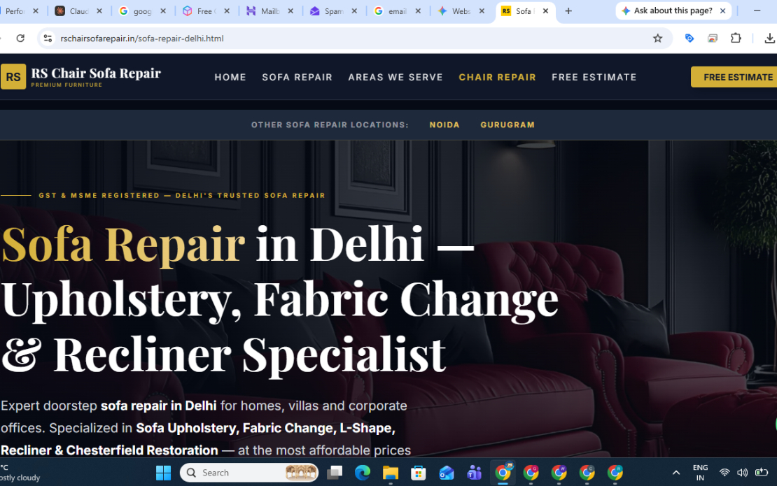 RS Chair Sofa Repair - NCR Local SEO & Website Design
