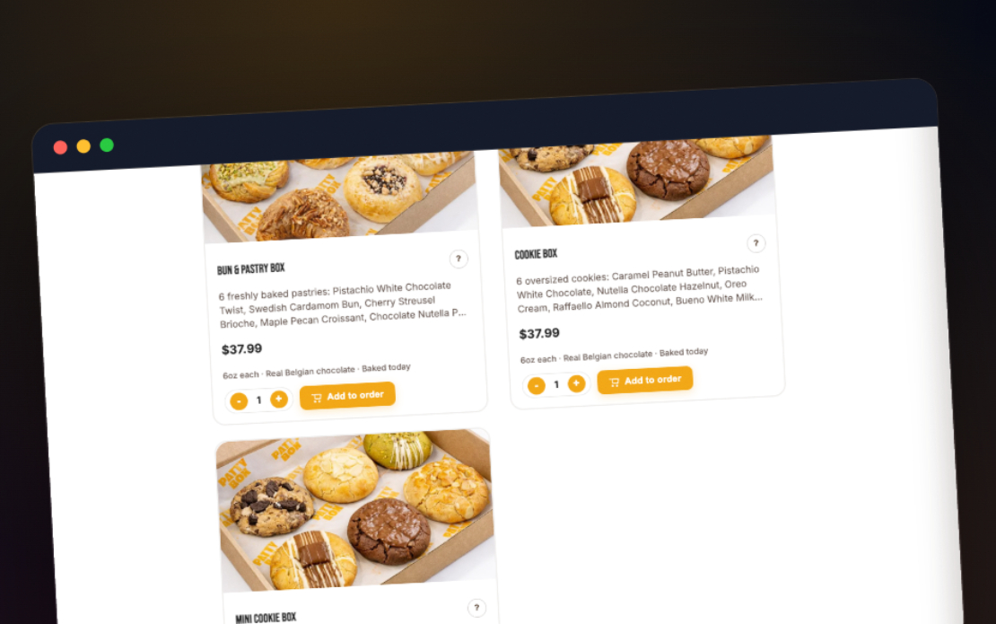 PattyBox: bakery e-commerce store with Stripe
