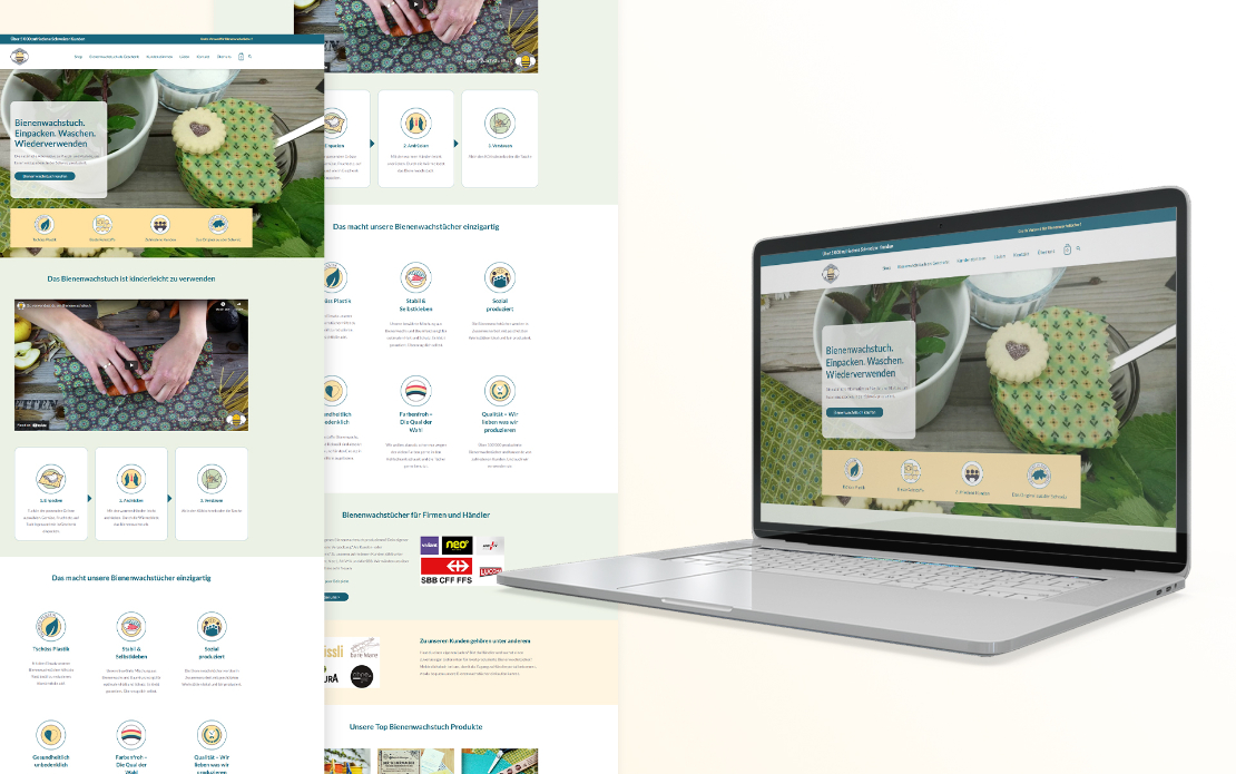 Website homepage design for an eCommerce website