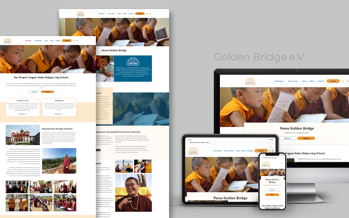 Golden Bridge e.V. Website design and development