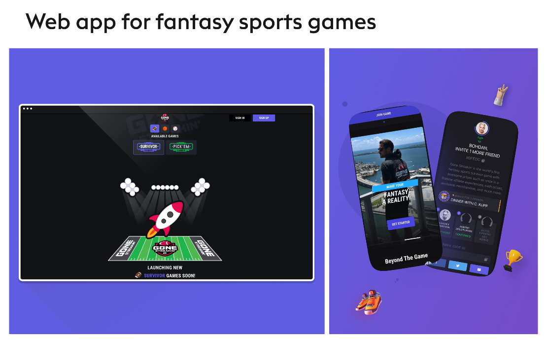 Gone Streakin' - Web app for fantasy sports games