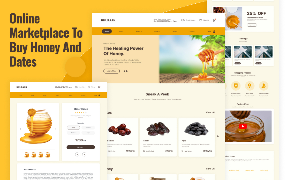 Khurak: An Online Marketplace To Buy Organic Honey And Dates (Website Design & Development)