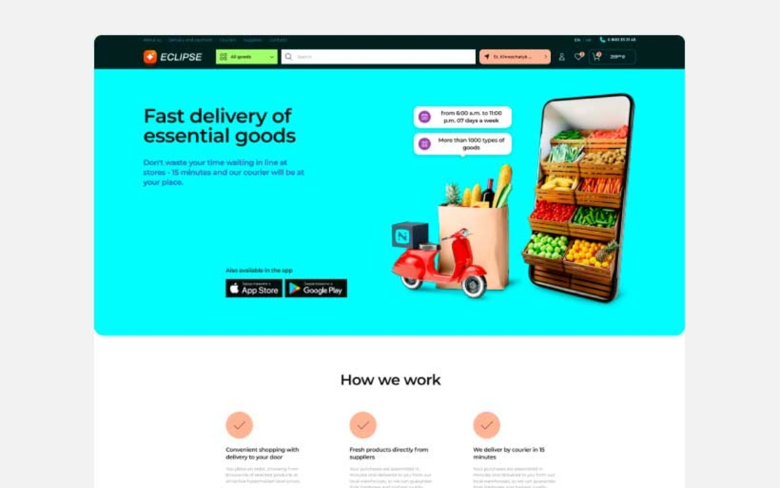 A courier service product delivery for Darkstore