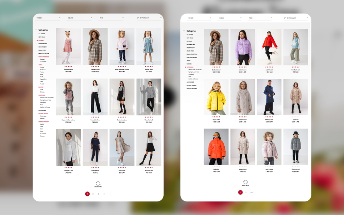Online-store development for clothing