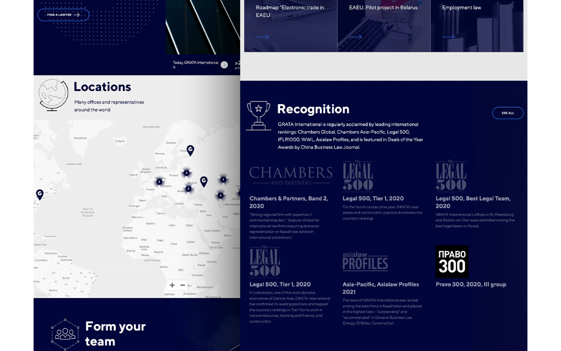 Design and development of a corporate website for an international law firm