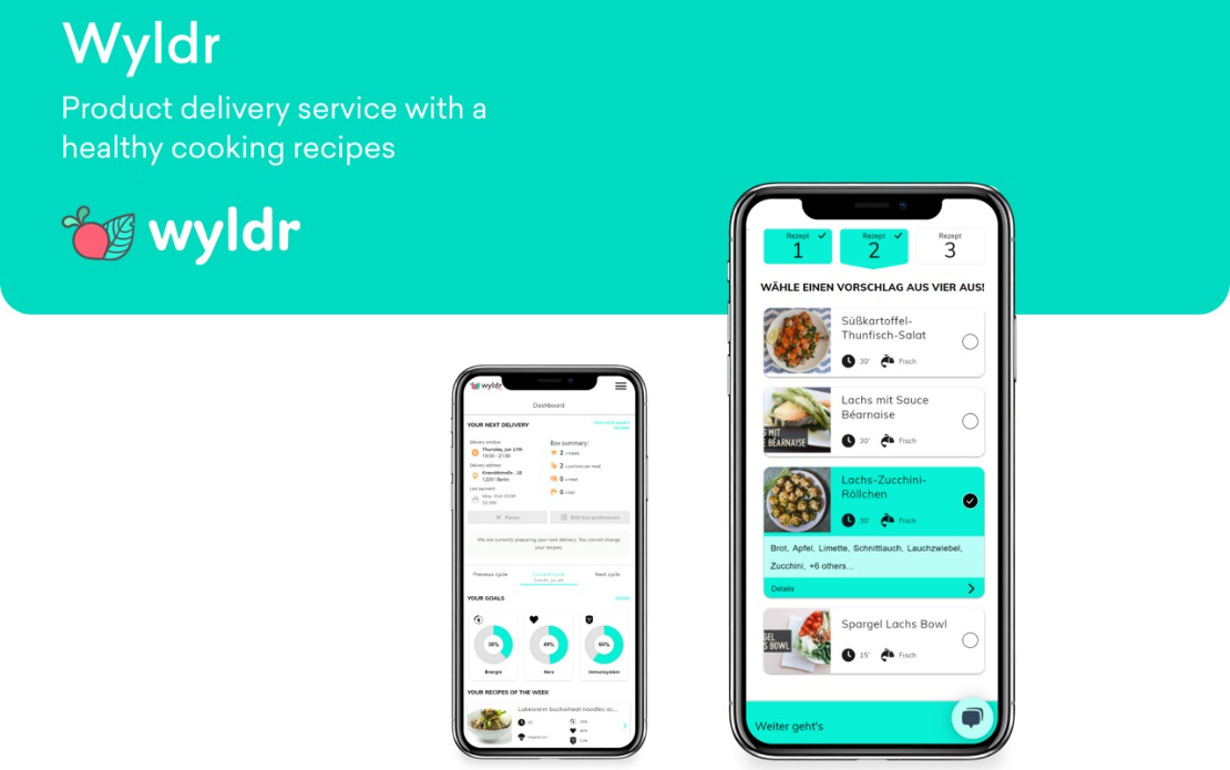 Product delivery service with a healthy recipes