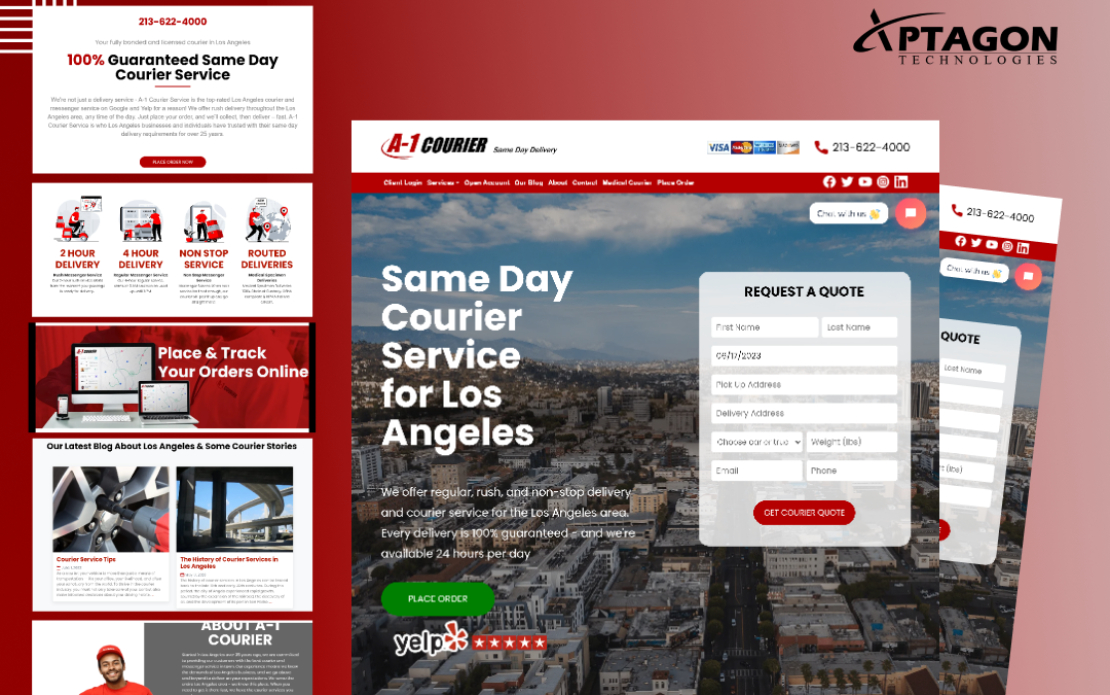 Enhanced UI/UX Design and Website Development for A-1 Courier