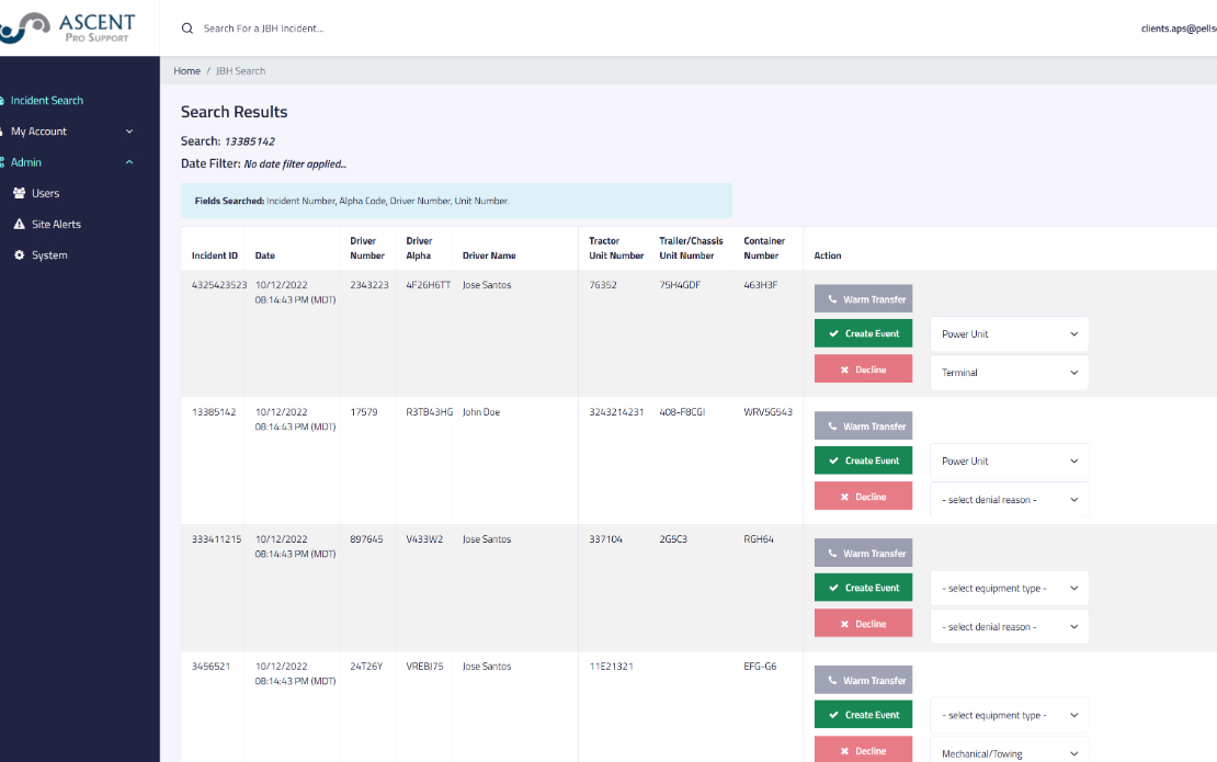 Dispatching Dashboard & Event Search 