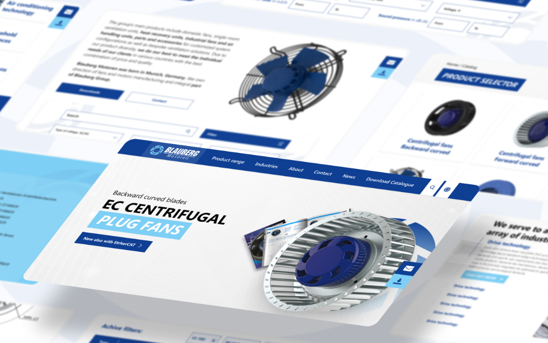 Website redesign and functional CMS upgrade for Blauberg Motoren