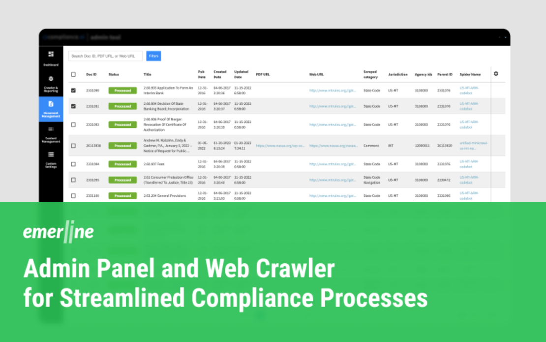 Admin Panel and Web Crawler for Streamlined Compliance Processes