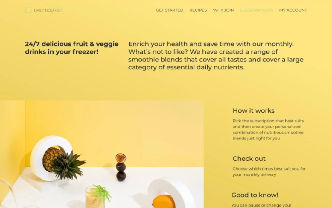Daily Nourish - Organic Smoothie Shop Website
