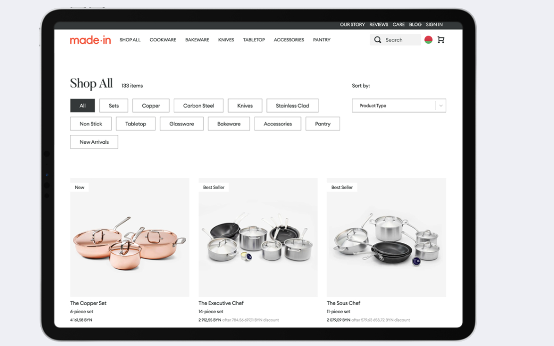 Made in Cookware: Shopify Store Development and Design Project