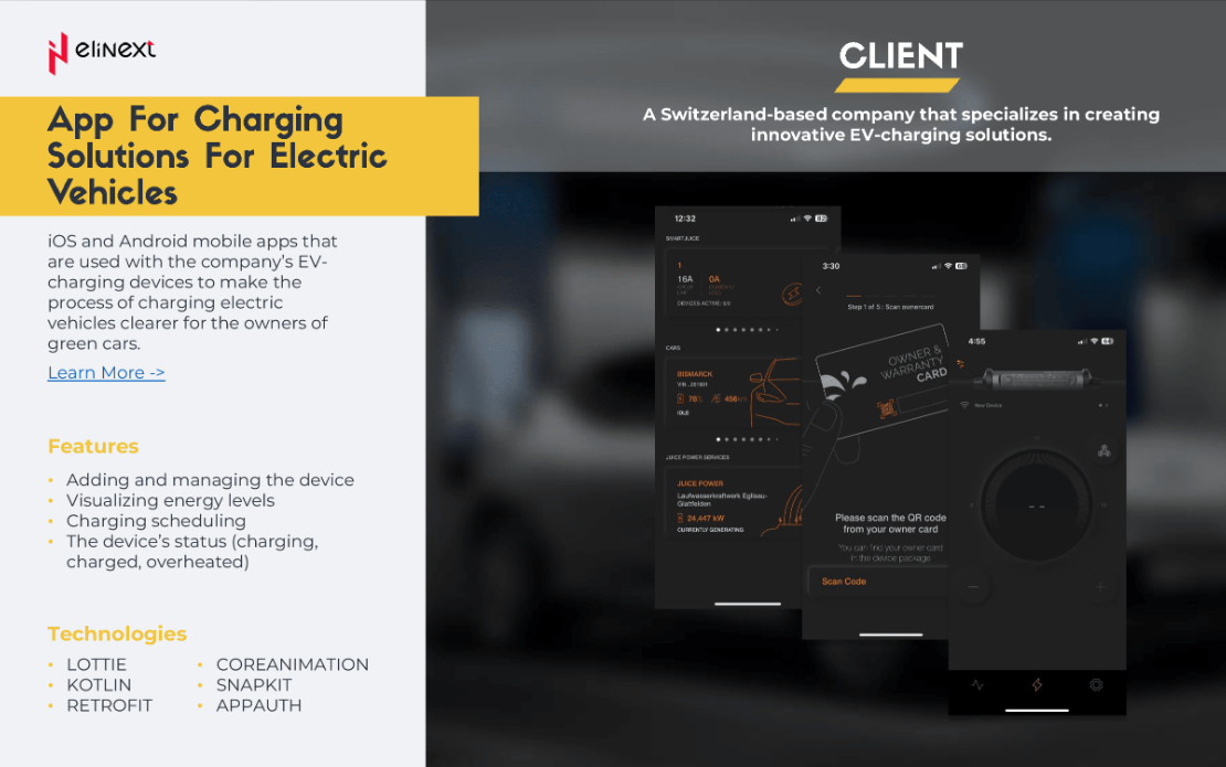 App For Charging Solutions For Electric Vehicles