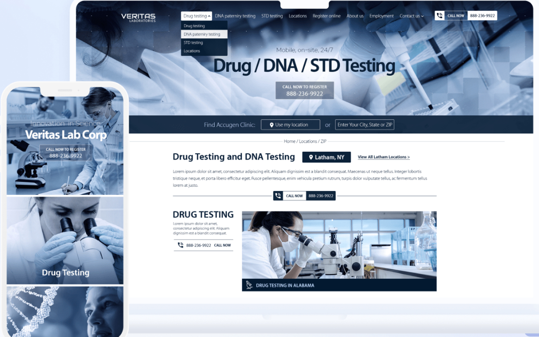 Web application for USA chain of DNA laboratories Veritaslab LLC