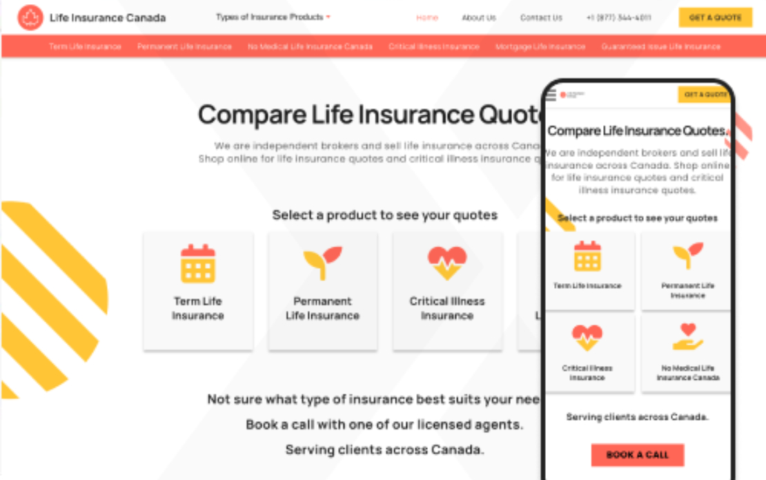 An intuitive site for a life insurance broker - Life Insurance Canada