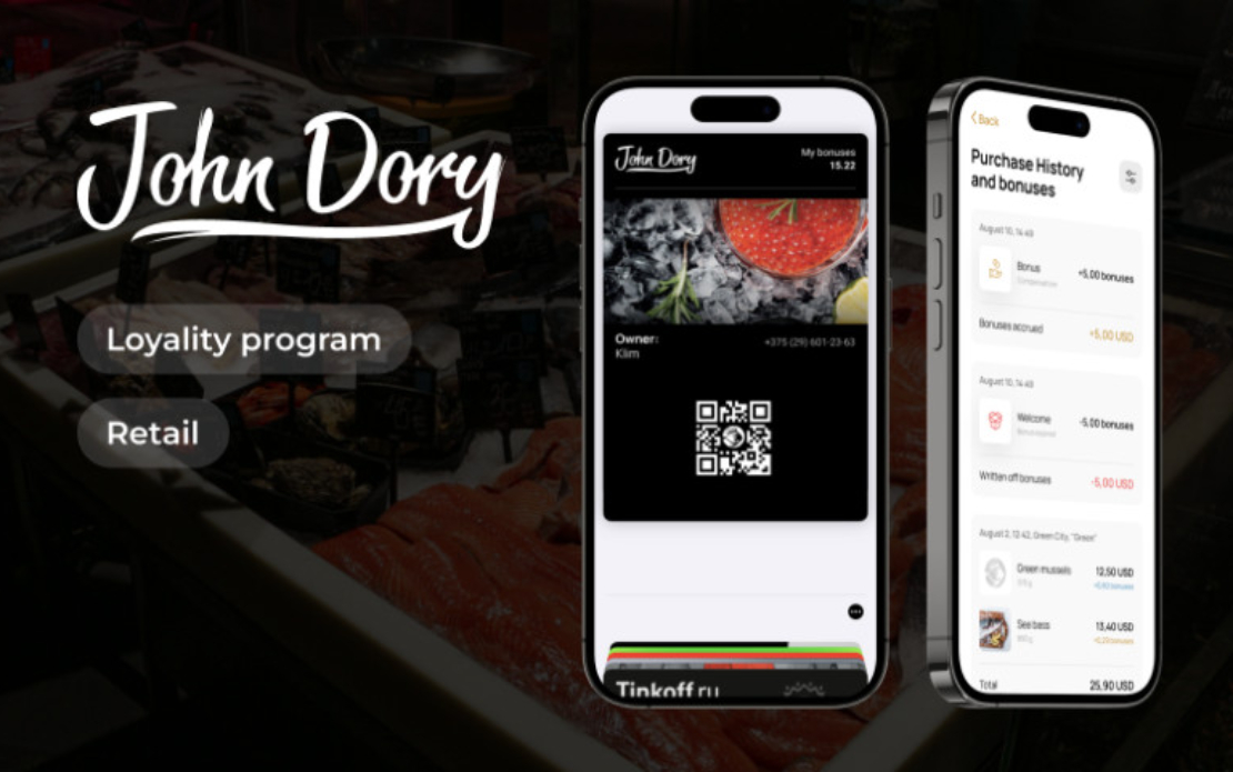 Mobile app with the loyalty program for the chain of fish stores