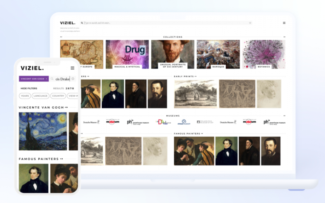 Online art-gallery with unique search engine