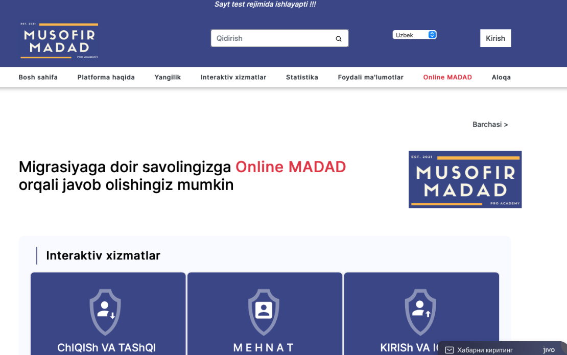 Social Portal helping Uzbekistan citizens abroad “ Stranger” For  Academy of the Prosecutor General Office 