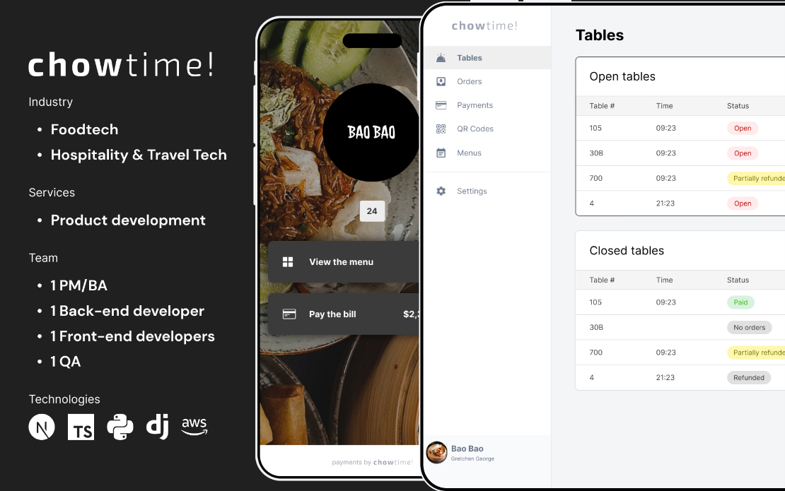 Chowtime! - Seamless Dine-In Payments System for Restaurants