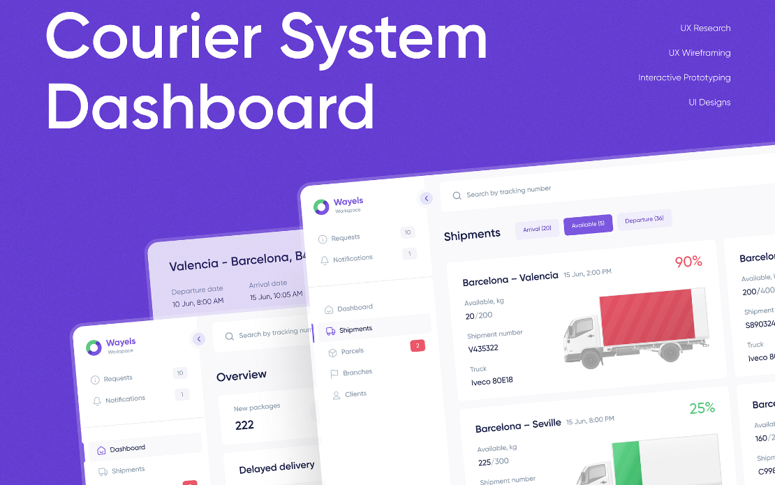 Wayels - Web App Design fog Courier System Dashboard