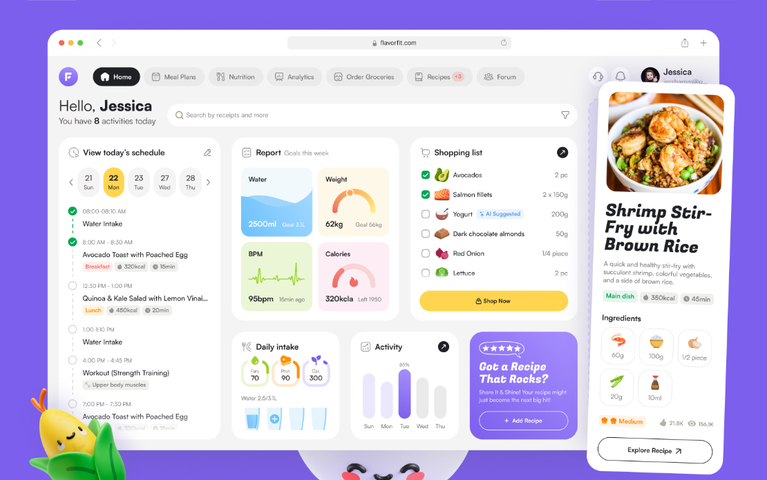 FlavorFit – Health & Food Web App Design