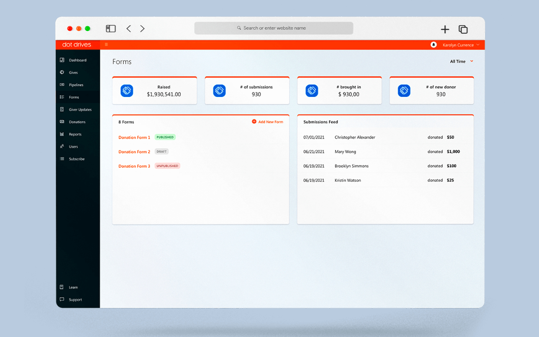 DOT Drives: Donor relationship and management software