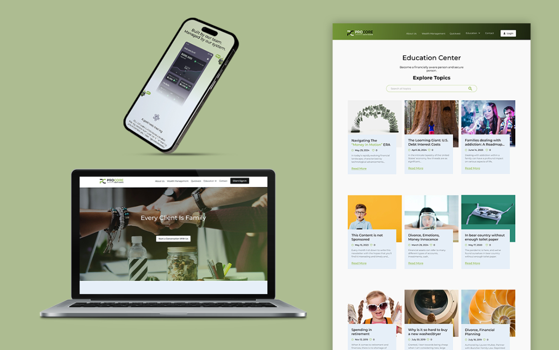 Website Redesigning & Development of Procore Advisors