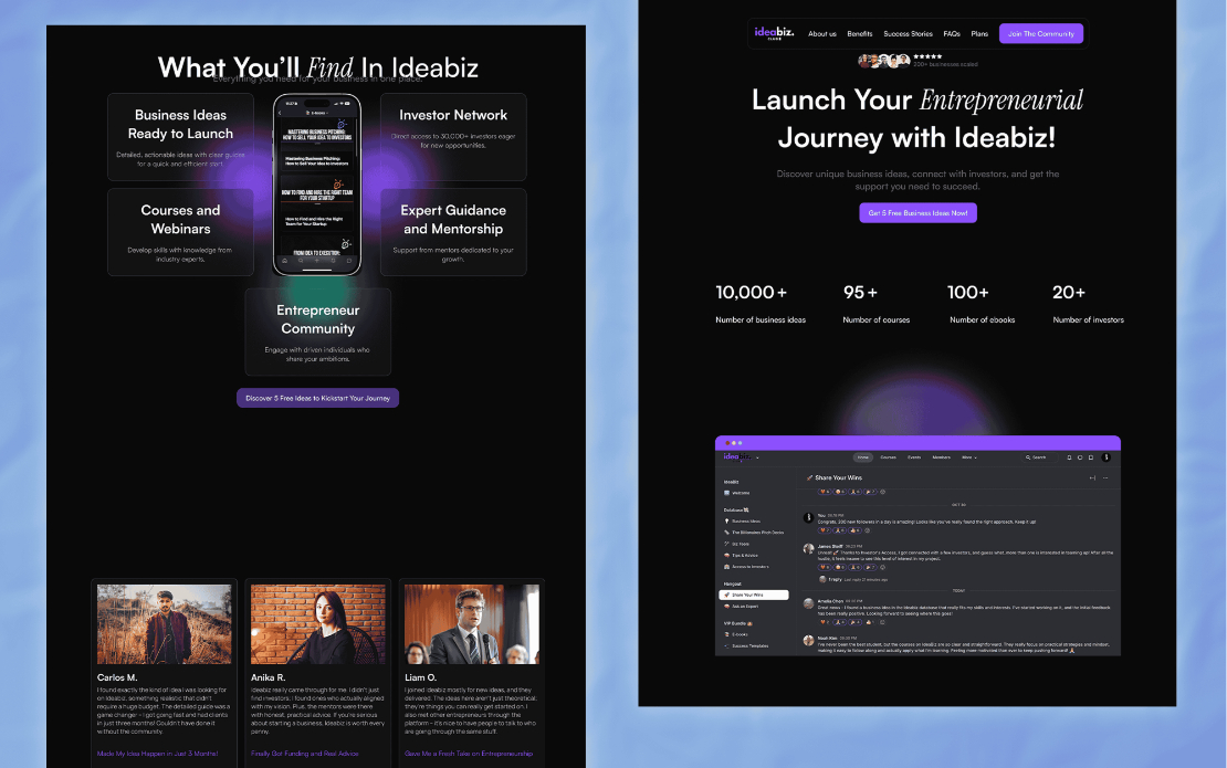 UI/UX design and Development of Ideabiz