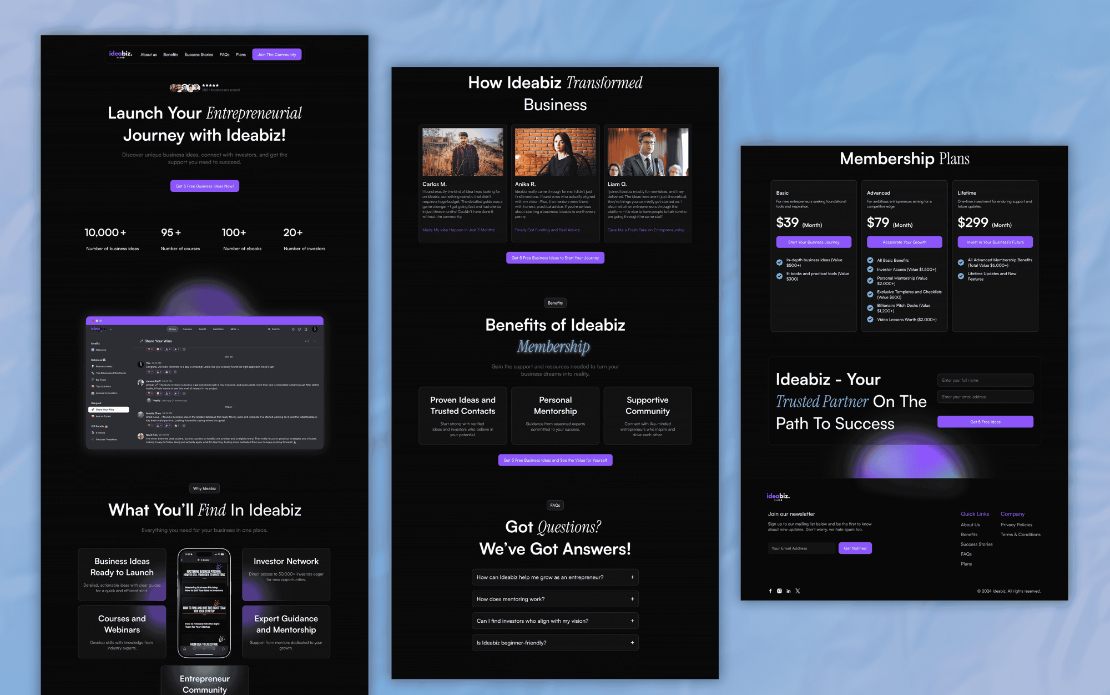 UI/UX design and Development of Ideabiz