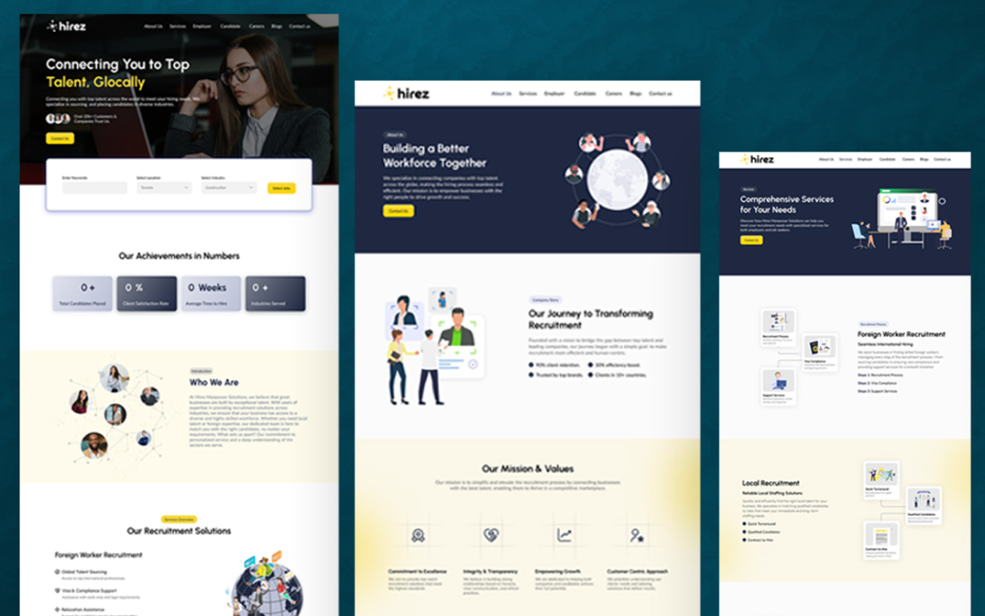 UI/UX Designing & Development of Hirez