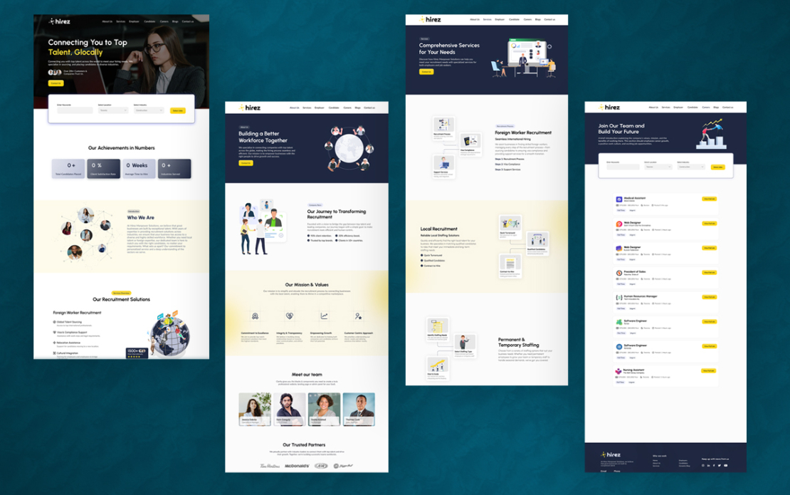 UI/UX Designing & Development of Hirez