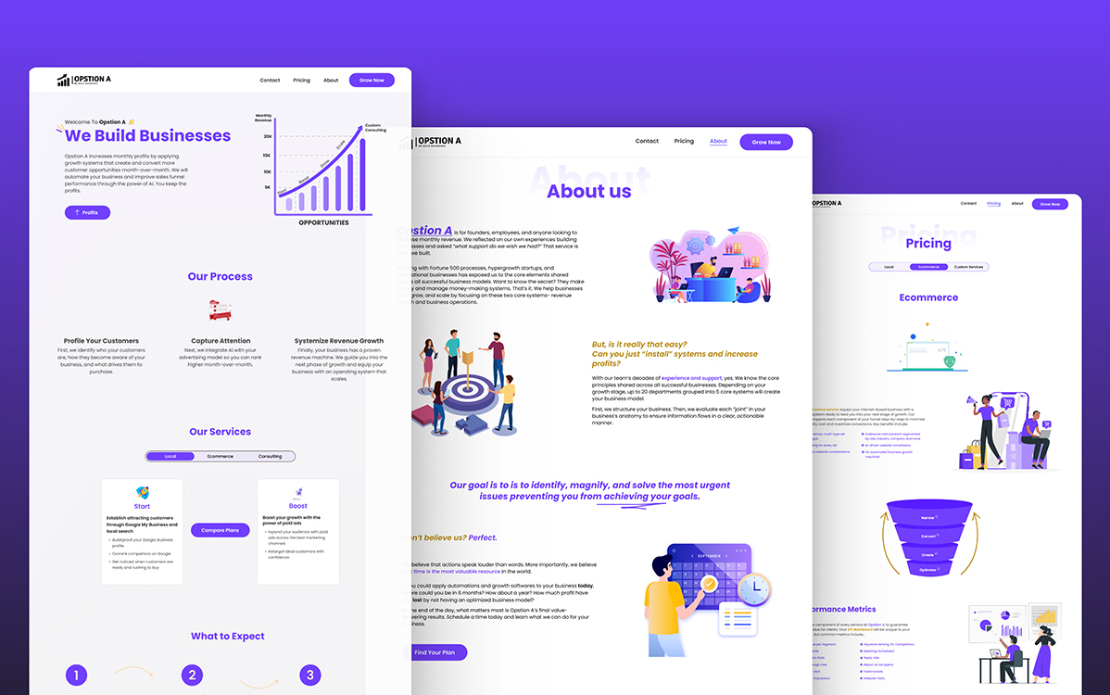 Website Designing & Development of Opstion A