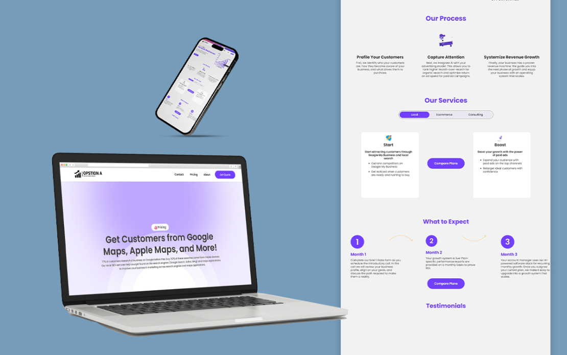 Website Designing & Development of Opstion A