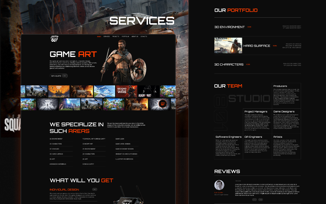  Website design for an outstaff game development