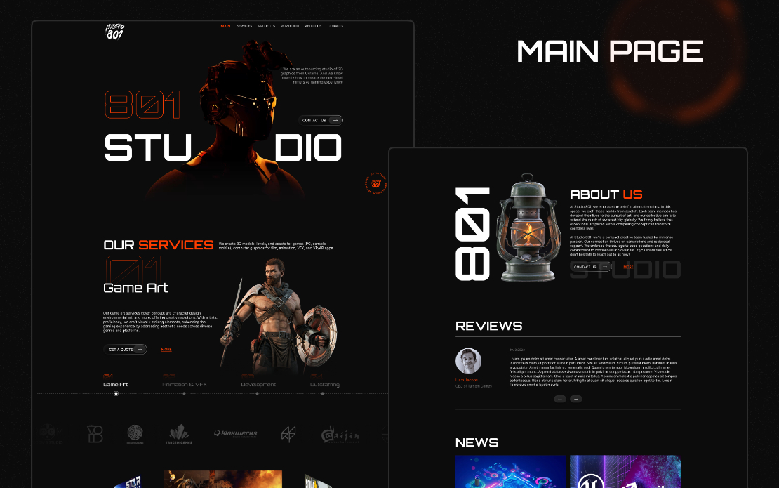  Website design for an outstaff game development