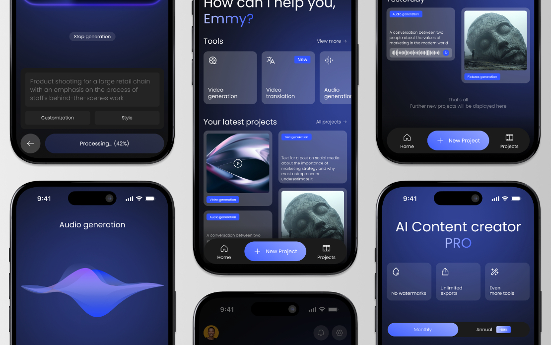 Mobile Design for AI Content Creator PRO