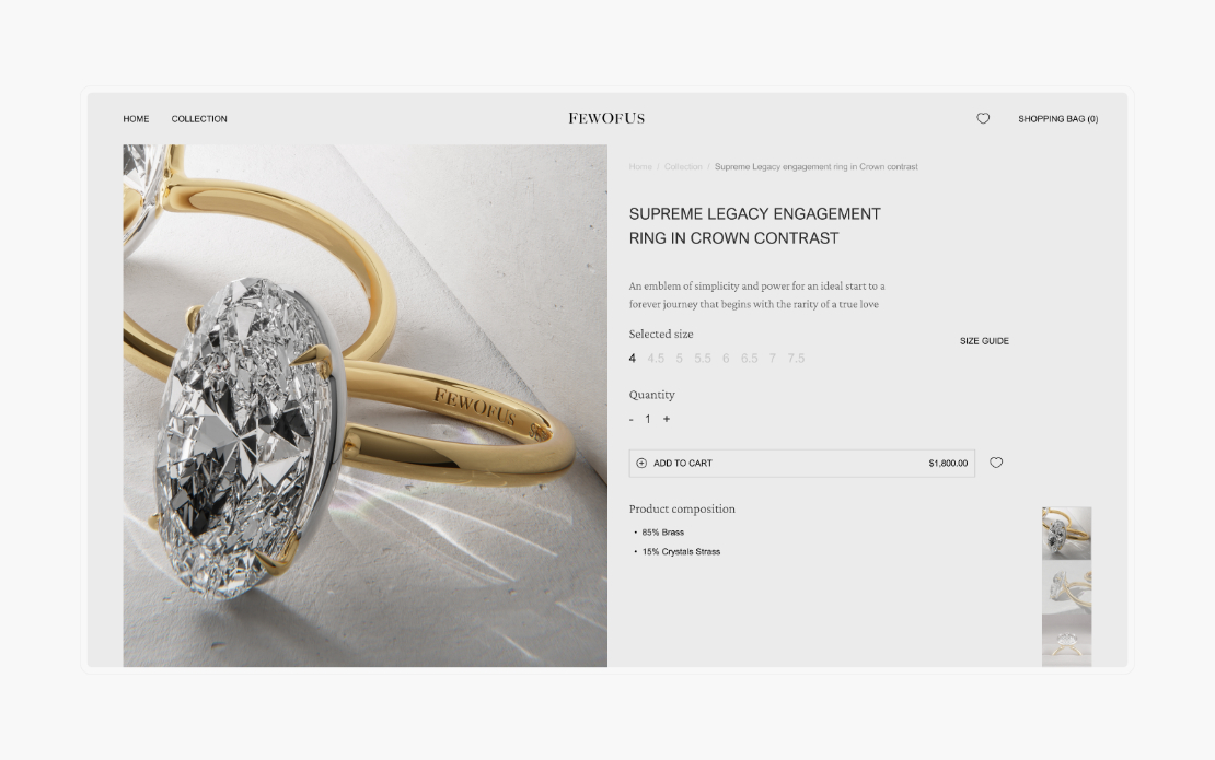 Few of Us - Shopify E-commerce website
